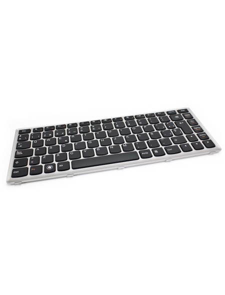 Teclado compatible para portátil LENOVO Ideapad U410 / Negro con marco plata / 25208031