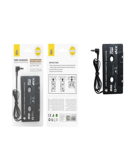 Adaptador de coche de cassette a jack 3.5 mm NR9400 / Negro / ONE+