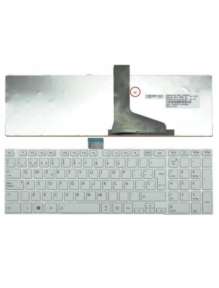 Teclado compatible para portátil TOSHIBA c850/c855/c870/l850/l855/l950 blanco con marco