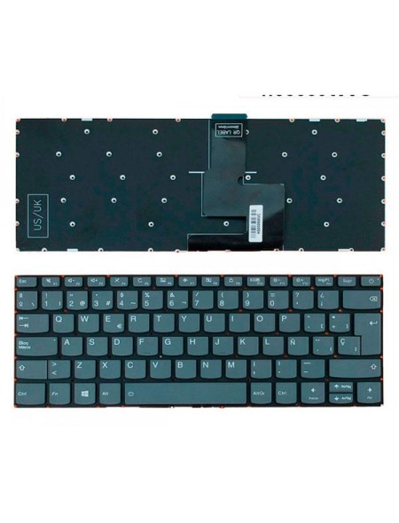 Teclado compatible para portátil LENOVO Ideapad 320-14Isk / 320-14Ikb / Gris / Sin Marco / Boton encendido