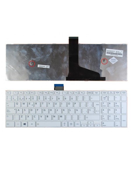 Teclado compatible para portátil TOSHIBA Satellite c50/ c50d/ c55/ c55d blanco con marco