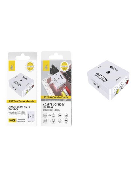 Adaptador Video Hdmi a Rca Av / 3xRca Hembra / 720p-1080p / Alimentacion Usb 5v 1a / NB1433 / ONE+
