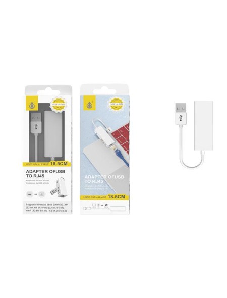 Adaptador conversor USB 2.0 a Ethernet RJ45 10/100mb /18.5 cm / NB1435 / Blanco / One+