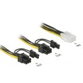 Cable alimentacion gráfica Pci-e 6 pines Hembra a 2x 6+2 Pines Macho / 15cm / Delock 85452