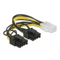 Cable alimentacion gráfica Pci-e 6 pines Hembra a 2x 6+2 Pines Macho / 15cm / Delock 85452