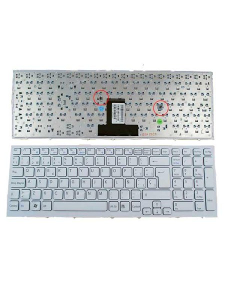 Teclado compatible para portátil SONY vpc-eb series blanco con marco