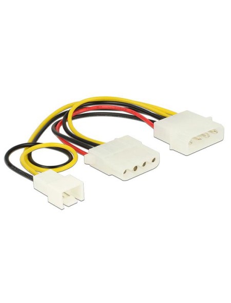 Cable molex gráfica 4 pines macho a 4 pines hembra + 3 pines ventilador / Delock 83658