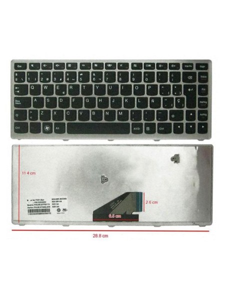 Teclado compatible para portátil LENOVO IdeaPad u310 / Negro / Marco Plata / 25204982