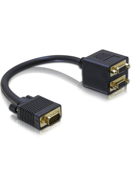 Cable duplicador VGA 1x Macho - 2x hembra / 0.20 metros / Conectores chapados en oro / Nanocable 10.15.1900
