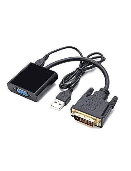 Conversor DVI-D 24+1 a VGA + USB alimentacion 10cm M/H / Nanocable 10.16.2008-bk