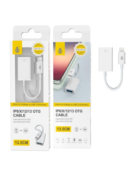 Adaptador OTG lightning a USB hembra / NB1340 / 13.5cm / Ipad 2 / Ipad Mini / Blanco / One +