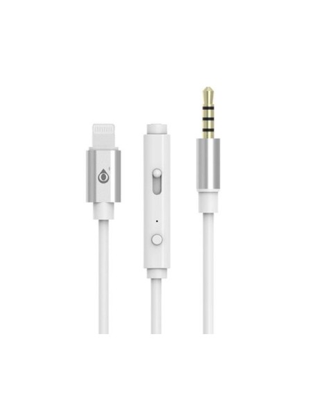 Cable adaptador de audio Iphone Lightning a Jack 3.5mm Macho Nb1243 / Control de volumen - microfono / 1m / Blanco