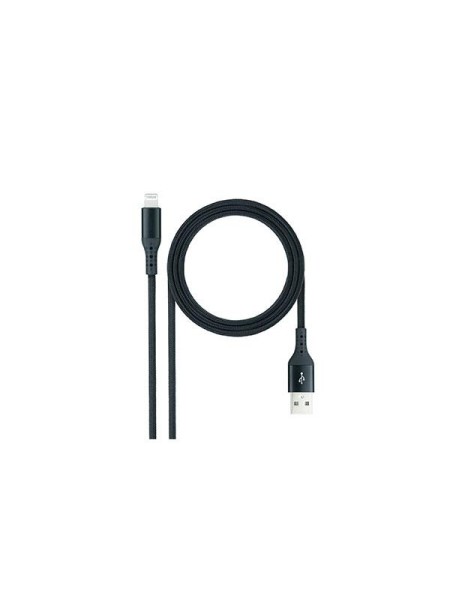 Cable datos USB 2.0 a Lightning Iphone 5-12 / 1m / Mallado / Negro / Nanocable 10.10.0401-cobk