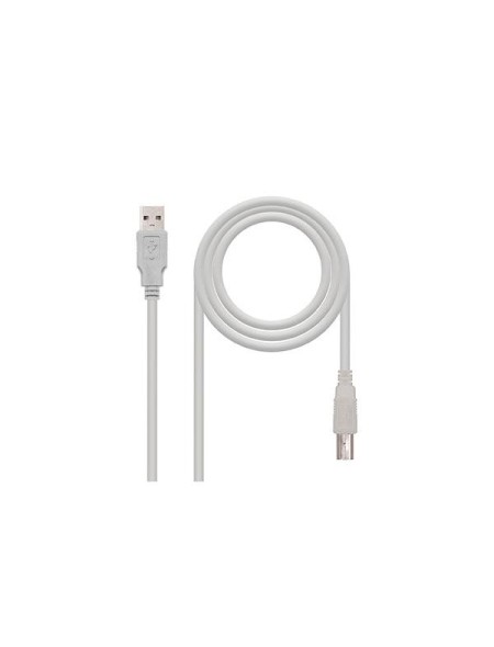 Cable USB 2.0 impresora - tipo a/b  M/M  1.8m Beige / Nanocable 10.01.0103