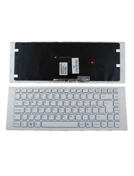 Teclado compatible para portátil SONY Vaio vpc-ea blanco con marco