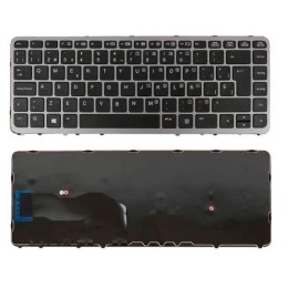 Teclado compatible para portátil HP Elitebook 745 / 750 / 755 / 840 / 850 g2 / Sin Poinstick / Negro marco plata