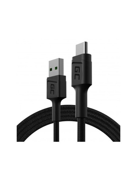 Cable datos USB 2.0 a Type-C 1.2m GREENCELL QC 3.0 KABGC22