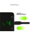 Cable datos USB 2.0 a Type-C 0.25m GREENCELL QC 3.0 KABGC03