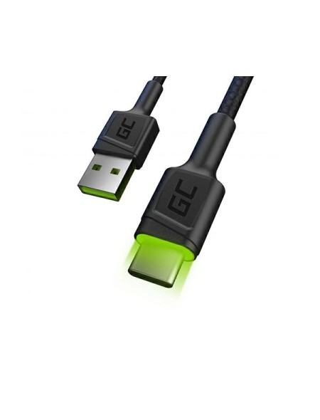 Cable datos USB 2.0 a Type-C 1.2m GREENCELL QC 3.0 KABGC06