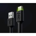 Cable datos USB 2.0 a Type-C 1.2m GREENCELL QC 3.0 KABGC06