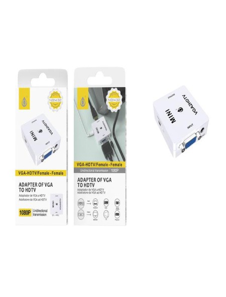 Adaptador video VGA a HDMI + Audio / Jack 3.5mm / 1080p / Blanco / NB1432 / ONE+
