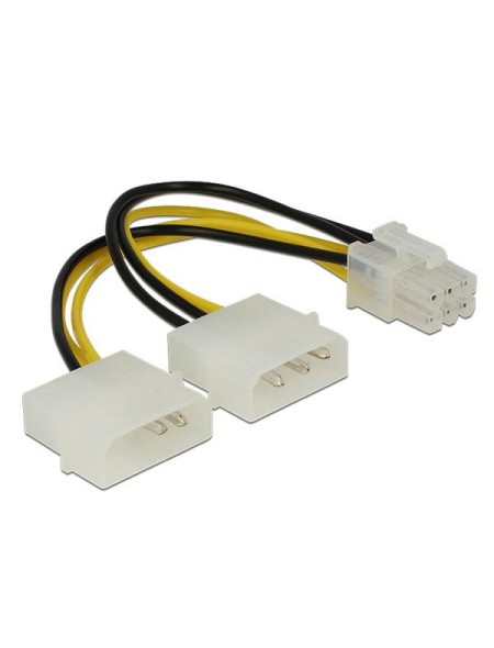 Cable molex gráfica 2x5.25 a 6 pines pci-e / 15cm / Delock 82315