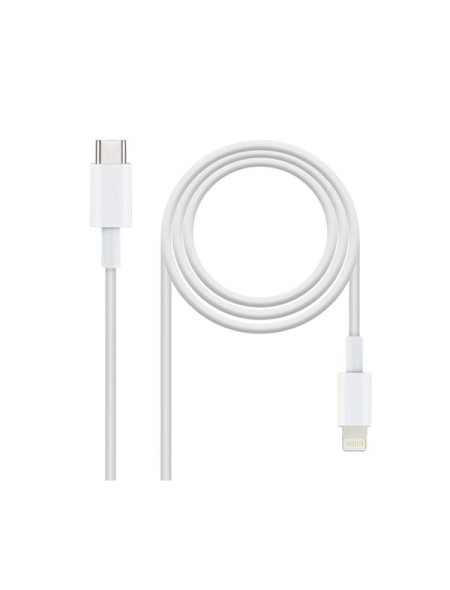 Cable datos Type-C a Lightning Iphone 5-12 / 1m / Blanco / Nanocable 10.10.0601
