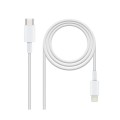 Cable datos Type-C a Lightning Iphone 5-12 / 1m / Blanco / Nanocable 10.10.0601