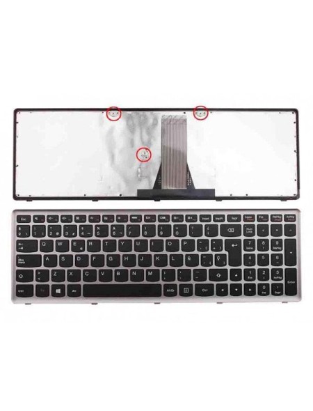 Teclado compatible para portátil LENOVO IdeaPad g500s / g505s / s500 / s510p / z510 / Marco plata / negro