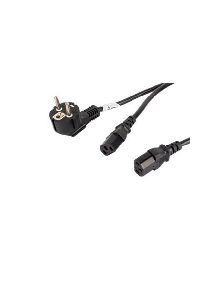Cable alimentacion Lanberg / Conector Cee 7/7 Macho a 2x C13 Hembra / 2 m / ca-c13c-13cc-0018-bk
