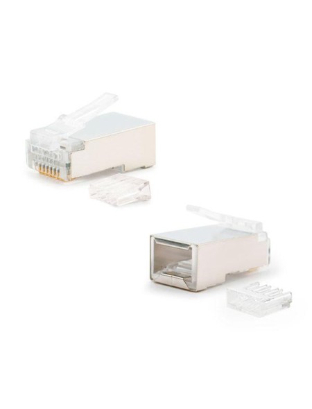 Conector RJ45 8 hilos cat.6 Ftp blindado con guias (pack 10 uds) Nanocable  10.21.0203