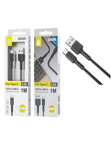 Cable datos USB 2.0 a Type-C / 1m / 2.4a / B6110 / Negro / One+