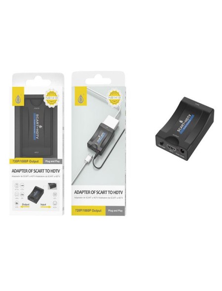 Adaptador Video euroconector Scart Hembra a HDMI Hembra / NB1413 / Negro / ONE+