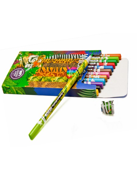 Lapices colores OBON pack 12 unid. Willdlife