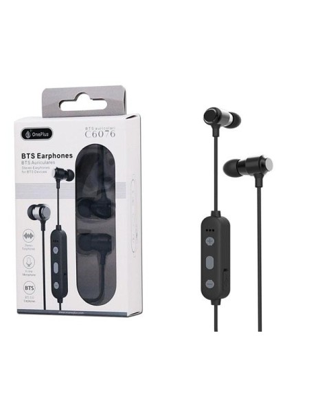 Auriculares Metal Muk C6076 / Bluetooth 5.0 / Rellamada / Negro / One+