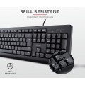 Combo Teclado + Raton USB Trust TKM-250 / Silencioso / Resistente a liquidos / Negro