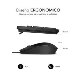 Combo Teclado + Raton USB Subblim Combo Business / Slim / Silencioso / 1200 DPI / Negro / SUBKBC-CSSK01