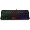Teclado Gaming TKL Onaji KII / Iluminacion Led Rainbow / 64 teclas / Diseño Slim / Silencioso / Negro
