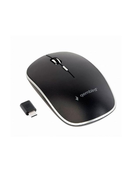 Raton óptico inalambrico Type-C Gembird / 4 Botones / 1600 Dpi / Negro/ Silencioso / MUSW-4BSC-01