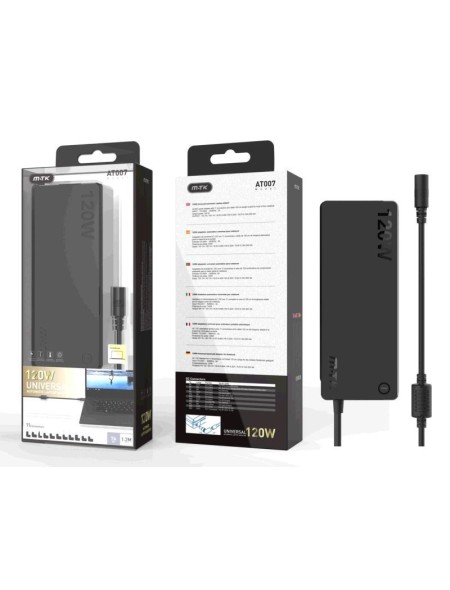 Cargador para portátil universal automático 120W / 11 conectores / 1.2m / AT007 / Mtk