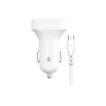 Cargador de coche-mechero con cable Micro USB / 2xUsb / 5v 2.4a / A6260  / Blanco / One+