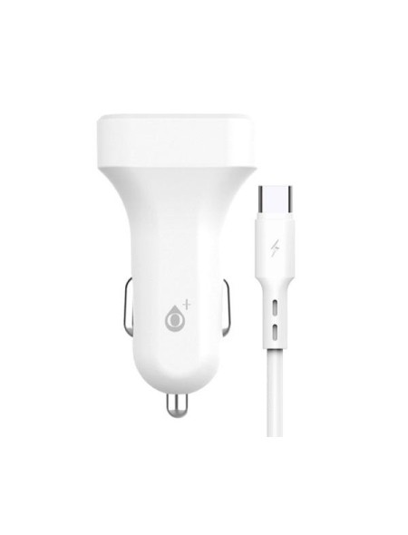 Cargador de coche-mechero con cable Type-C / 2xUsb / 5v 2.4a / A6264 / Blanco / One+