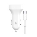 Cargador de coche-mechero con cable Type-C / 2xUsb / 5v 2.4a / A6264 / Blanco / One+