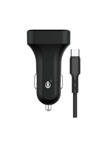 Cargador de coche-mechero con cable Type-C / 2xUsb / 5v 2.4a / A6264 / Negro / One+