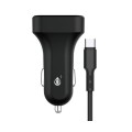 Cargador de coche-mechero con cable Type-C / 2xUsb / 5v 2.4a / A6264 / Negro / One+