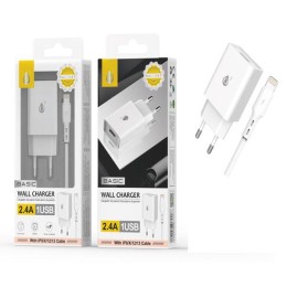 Cargador de red Usb + Cable Lightning Iphone 8-14 / 12w / Blanco / NA0347 / One+