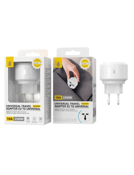 Adaptador enchufe internacional de viaje US/EU/UK A5517 Blanco