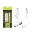 Cargador de coche-mechero con cable iPhone 5-7 / Blanco / Ca500 / One+