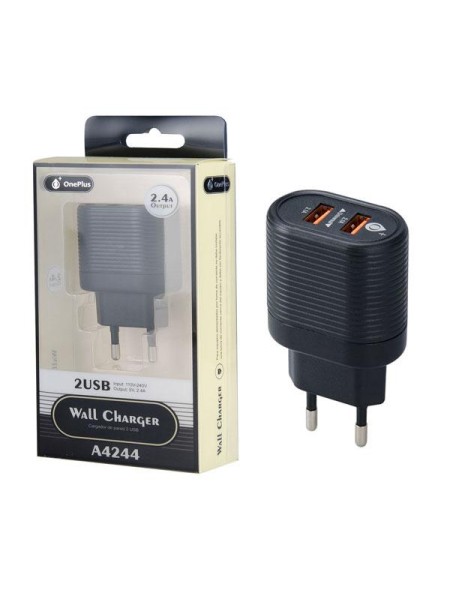 Cargador de red Usb x2 / 10.5w / Negro / A4244 / One+
