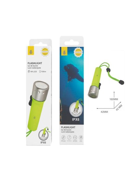 Linterna Buceo NR9343 LED 1W  / IPX6 / Resistente al agua / Bateria 4*AA / Amarilla / 2903439